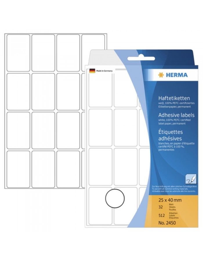 512x HERMA Etiketten weiß selbstklebend wiederhaftend Vielzwecketiketten Sticker