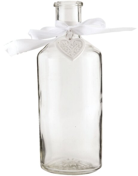 butelka z gładkiego szkła z detalem serca &Oslash; 7x20 cm