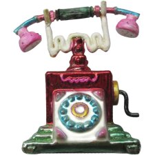 Szklana figurka telefon kolorowy 10x6,5 cm