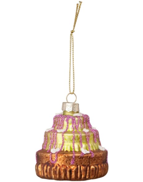 Glas figuur taart decoratieve hanger &oslash; 5x6 cm