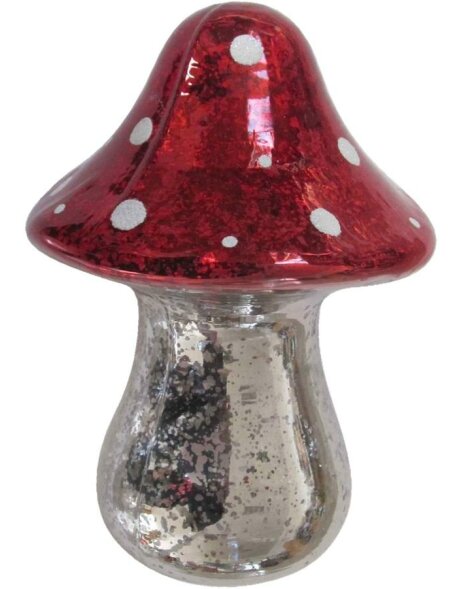D&eacute;coration darbre champignon en verre &Oslash; 16x21 cm