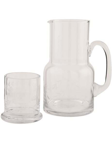 Waterkan met bijpassend drinkglas &oslash;10x18 - &oslash; 8x8 cm