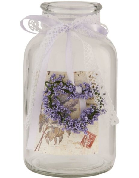 Dekoflasche mit Lavendel und Etikett 8x15 cm