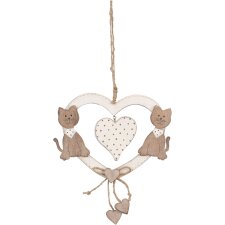 Corazón decorativo con gatito 18x17 cm