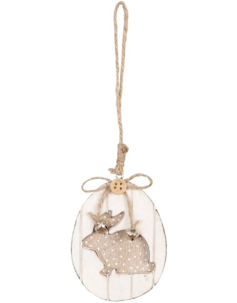 Rabbit pendant with bells 7x10 cm white
