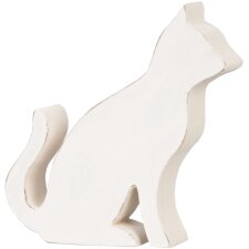 schlichte Katzenfigur 12x12x2 cm weiß