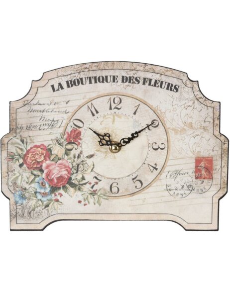 horloge nostalgique avec d&eacute;tail de roses 19x4x25 cm