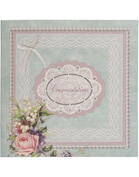 Tarjeta de felicitaci&oacute;n nostalgic rose english 13,5x13,5 cm