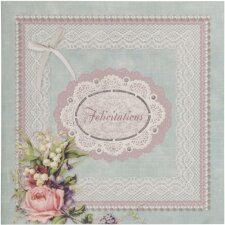 Tarjeta de felicitación nostálgica rosa francesa 13,5x13,5 cm