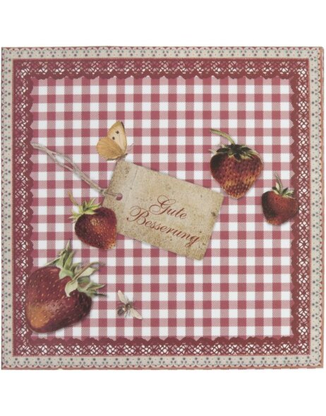 get well card with strawberries German 13,5x13,5 cm