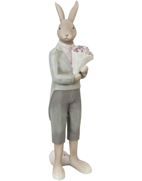schicker Hase mit Blumenstrau&szlig; 8x8x25 cm