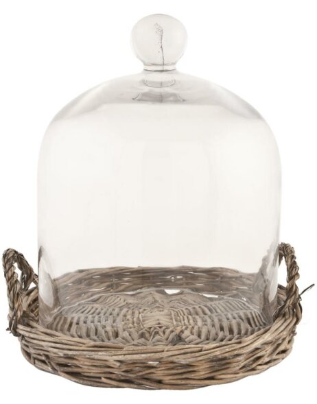 Glass cake bell with basket &Oslash; 20 x 25 cm