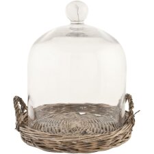 Glass cake bell with basket Ø 20 x 25 cm