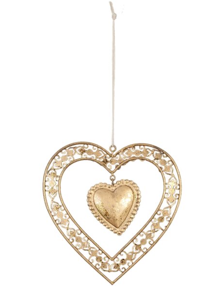 Vintage dekoracyjne serce 13x13 cm złote