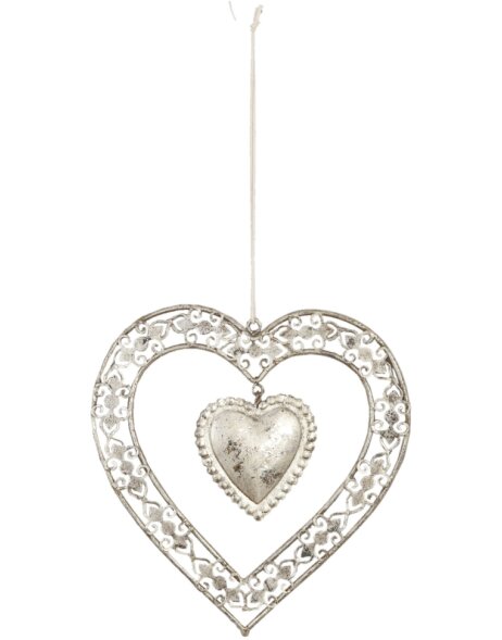 Vintage dekoracyjne serce 13x13 cm srebrne