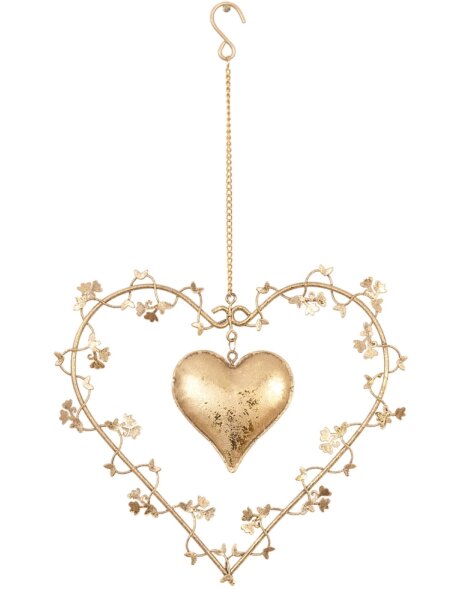 Dekoracyjne serce z wąsami 16x16 cm złote