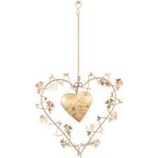 Decoratief hart met ranken 12x12 cm goud