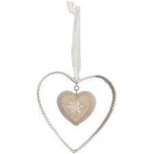 Heart hanger with snowflake 13x13 cm