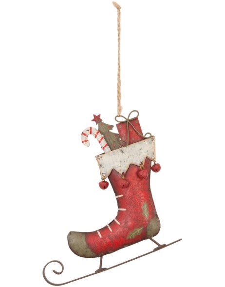 Suspension d&eacute;corative patin &agrave; glace 11x11 cm rouge