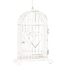 Cage à oiseaux cœur 15x8x24 cm blanc