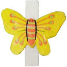 Note clips vlinder 3,5 cm geel