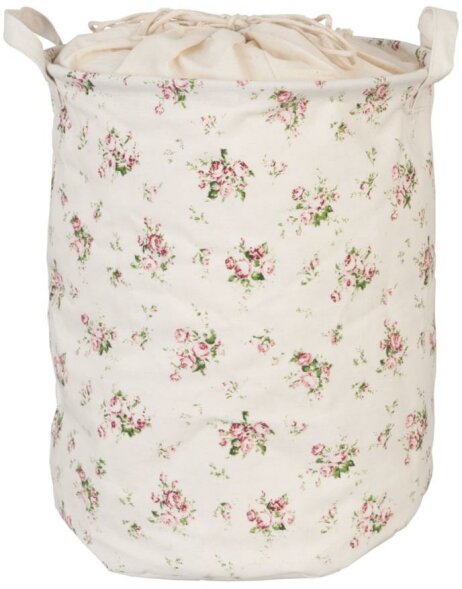 bright laundry bag with rose motif  &Oslash; 30x40 cm
