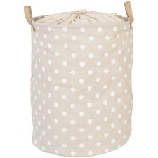 white dotted laundry bag beige  Ø 35x45 cm