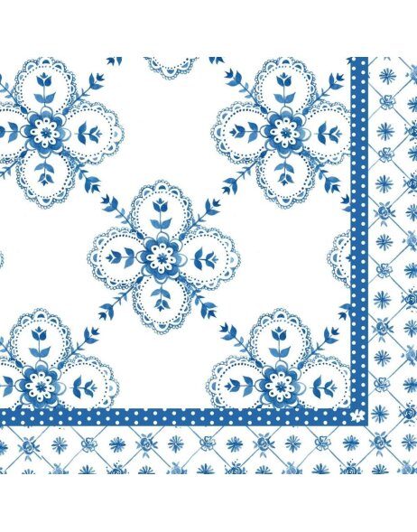 Serviettes en papier 33x33 cm Mixed Patterns bleu