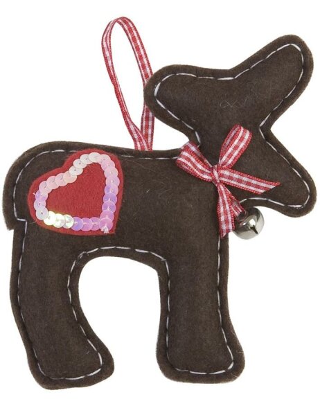 Decorative pendant gingerbread reindeer dark brown 14x15 cm