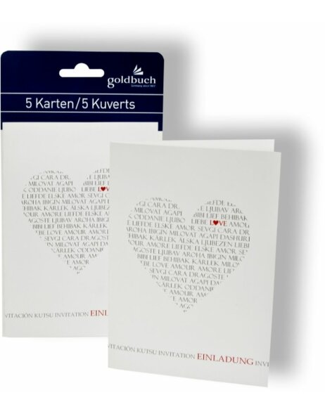 Einladungskarte Love 5 Karten mit Umschlag