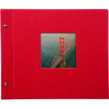 screw bound album Bella Vista red 30x25 cm black sides