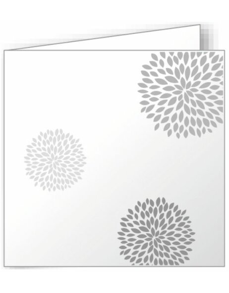 10 folded cards 160x160 mm white - round flowers