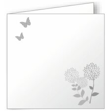 10 folded cards 160x160 mm white - flower