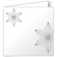 10 tarjetas dobles Polen 160x160 mm blanco - flor simétrica