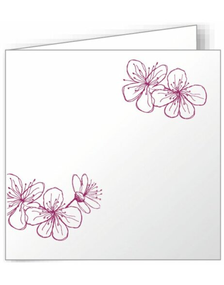 10 folded cards 160x160 mm rasberry - flowers