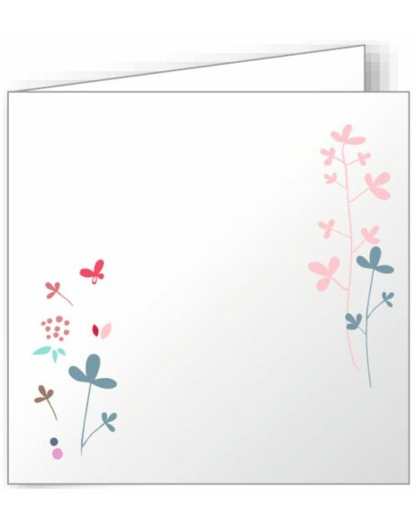 10 tarjetas dobles Polen 135x135 mm colorido - flores modernas