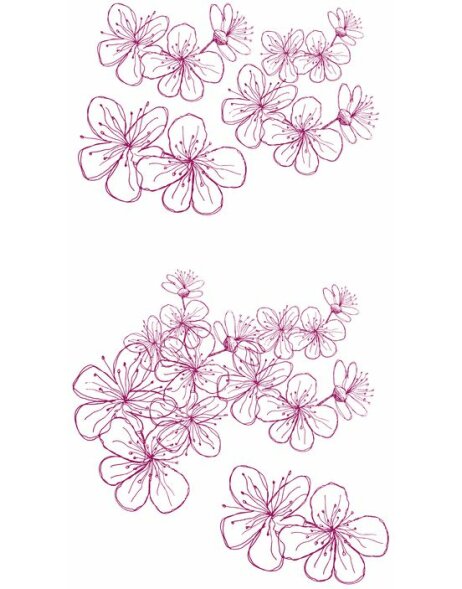 10 feuilles de papier A4 recto-verso framboise - fleurs