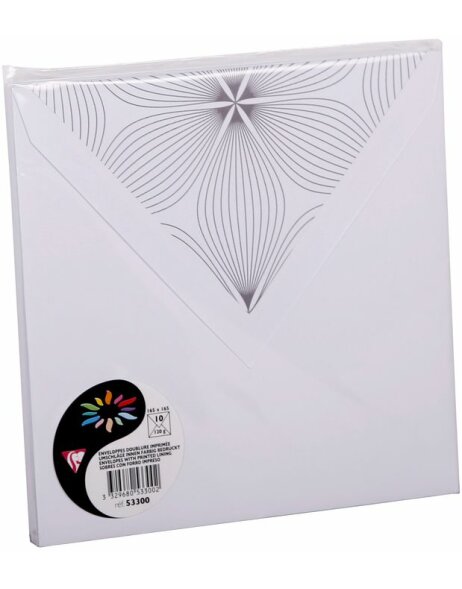 10 enveloppes 165x165 mm blanc - fleur sym&eacute;trique