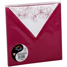 10 envelopes 165x165 mm rasberry - flowers