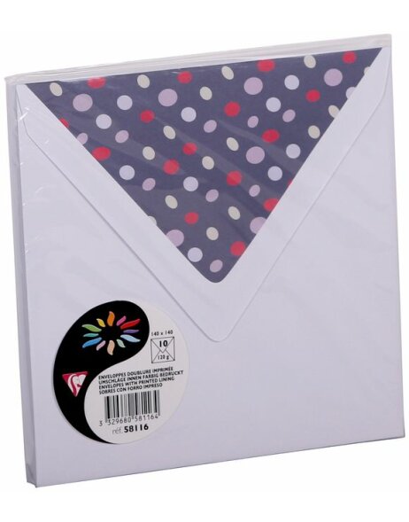 10 envelopes 140x140 mm white - stones