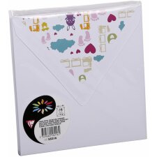 10 envelopes 140x140 mm white - children motif