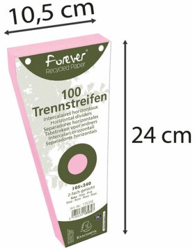 Pack 100 separating strips punched trapezoidal recycled cardboard 190g Forever, 105x142mm Rosa
