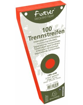 Pack 100 separating strips punched trapezoidal recycled cardboard 190g Forever, 105x142mm Orange