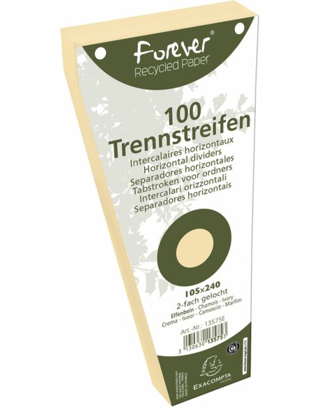 Pack 100 separating strips punched trapezoidal recycled cardboard 190g Forever, 105x142mm Chamois