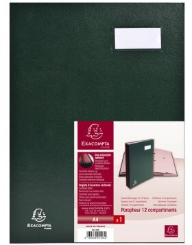 Signature file 12 compartments green A4