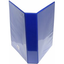 Ring binder of solid PP 2.8mm with 4 rings 40mm in D-form 67mm back 3 outer and inner sleeves 2, Crea Cover, A4 excess width Blue