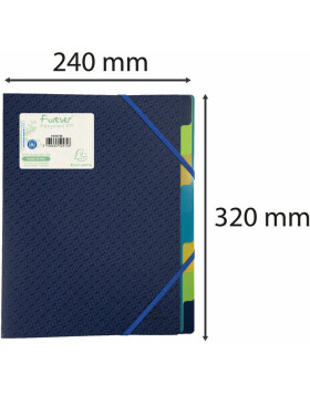 Eckspann-order folder made of recycled PP 700? with elastic and 3 flaps 8 compartments Forever, for A4 Blue