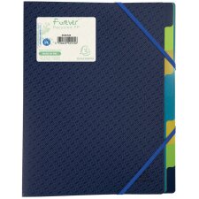 Eckspann-order folder made of recycled PP 700? with elastic and 3 flaps 8 compartments Forever, for A4 Blue