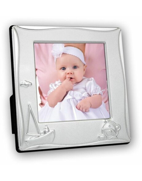 Baby frame 9x9 cm silver boat