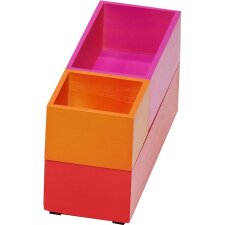 set of 3 storage boxes MONTPELLIER orange-pink